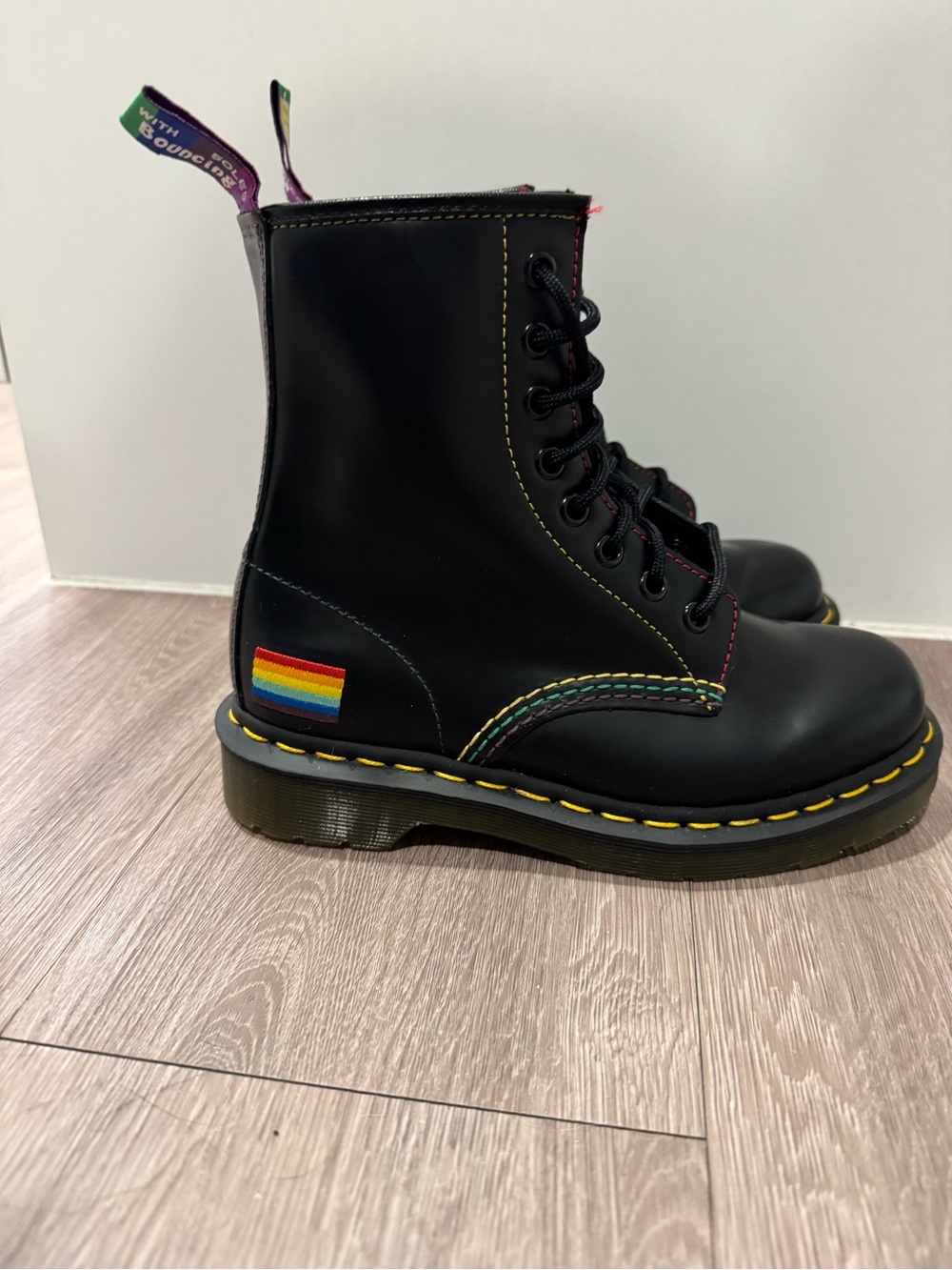 Dr. Martens Black 1460 Pride Leather Boots with Rainbow Details